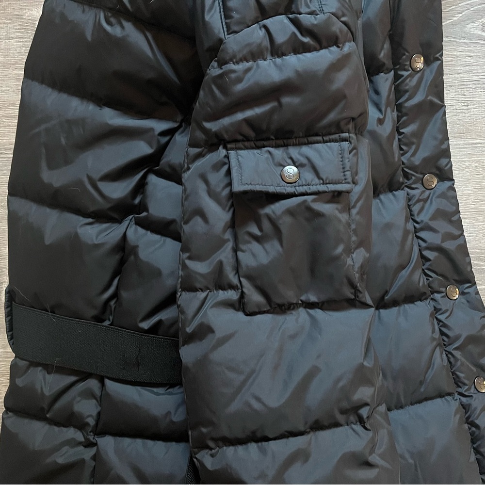 NWOT SAKS 5th-S13 New York, 3/4 Puffer Down Faux Fur Hood, Belt - Picture 7 of 16
